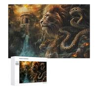 1000 PCS Rompecabezas para Adultos Fantasy Lion Vs. Serpent Epic Battle Scene Rompecabezas para Adultos Juguete Decoración De Pared Pero Divertido Y Humorístico Desafiante De Completar 1000 PCS
