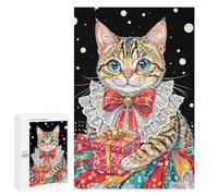 1000 PCS Rompecabezas para Adultos Festive Cat with Gift Rompecabezas para Adultos Juguete Decoración De Pared Decoración del Hogar 1000 PCS