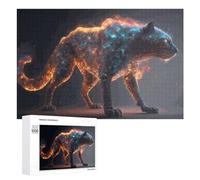 1000 PCS Rompecabezas para Adultos Flaming Leopard Digital Artwork Rompecabezas para Adultos Juegos De Relajación Regalo De Cumpleaños Cumpleaños Y Navidad 1000 PCS
