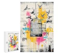 1000 PCS Rompecabezas para Adultos Freedom Birds - Open Cage Graffiti Street Art Rompecabezas para Adultos Juegos Familiares Regalos para Mujeres Interacción Entre Padres E Hijos 1000 PCS