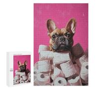 1000 PCS Rompecabezas para Adultos French Bulldog in Toilet Paper Mountain Frenchie Toilet Paper Rompecabezas para Adultos Juguetes Antiestrés Una Obra De Arte Difícil Y Desafiante 1000 PCS