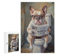 1000 PCS Rompecabezas para Adultos French Bulldog Reading Newspaper on Toilet Rompecabezas para Adolescentes: Mejora La Memoria. Cada Pieza Es Única. Juguetes Y Juegos Educativos 1000 PCS