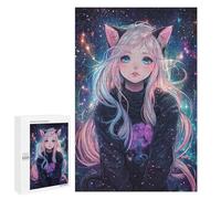 1000 PCS Rompecabezas para Adultos Galaxy Cat Girl Art Print Rompecabezas para Adultos: Alivio del Estrés, Dificultad Alta Y Desafío, Diversión Familiar Y Noche De Juegos 1000 PCS