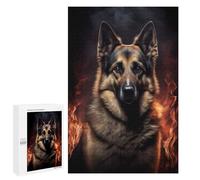 1000 PCS Rompecabezas para Adultos German Shepherd Dog Fire Rompecabezas para Adultos Juguete Decoración De Pared Decoración del Hogar 1000 PCS