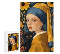 1000 PCS Rompecabezas para Adultos Girl with Pearl and Cat Rompecabezas para Adultos Juegos Divertidos Alivia El Estrés Desafiante De Completar 1000 PCS