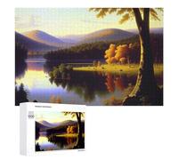 1000 PCS Rompecabezas para Adultos Golden Autumn Serenity by The Lake Rompecabezas para Adultos Juegos De Relajación Regalo De Cumpleaños Cumpleaños Y Navidad 1000 PCS