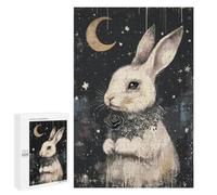 1000 PCS Rompecabezas para Adultos Gothic White Rabbit with Black Rose Rompecabezas para Adultos Juegos De Relajación Regalos para Mujeres Regalos De Cumpleaños 1000 PCS