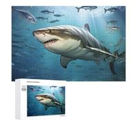 1000 PCS Rompecabezas para Adultos Great White Shark in Deep Blue Waters Rompecabezas Juguetes Antiestrés Regalos para Mujeres Difíciles Y Desafiantes 1000 PCS