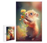 1000 PCS Rompecabezas para Adultos Guinea Pig with A Flower Rompecabezas para Adultos Juguetes Antiestrés Una Obra De Arte Difícil Y Desafiante 1000 PCS