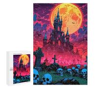1000 PCS Rompecabezas para Adultos Halloween Castle Under A Full Moon Rompecabezas para Adultos Juguete Decoración De Pared Arte De Pared Desafiante De Completar 1000 PCS