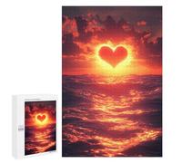 1000 PCS Rompecabezas para Adultos Heart Sunset Over The Ocean Rompecabezas para Adultos Juego De Ingenio Pero Divertido Y Humorístico Actividades Divertidas En Casa, 1000 PCS
