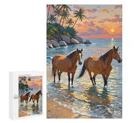 1000 PCS Rompecabezas para Adultos Horses in The Ocean at Sunset Rompecabezas para Adultos Juguetes De Bricolaje Decoración del Hogar Difíciles Y Desafiantes 1000 PCS