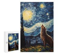 1000 PCS Rompecabezas para Adultos Howling Wolf Starry Night Rompecabezas para Adultos Juguete Decoración De Pared Mejora Los Recuerdos Regalos para Amigos Y Familiares 1000 PCS