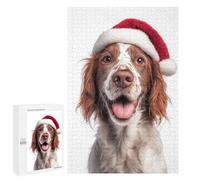 1000 PCS Rompecabezas para Adultos Irish Red and White Setter Dog with Santa Hat Portrait Juego Familiar De Rompecabezas Análisis Y Lógica Interacción Entre Padres E Hijos 1000 PCS