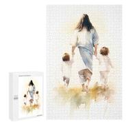 1000 PCS Rompecabezas para Adultos Jesus Walking with Children Rompecabezas para Adultos Juguete Decoración De Pared Mejora Los Recuerdos Regalos para Amigos Y Familiares 1000 PCS