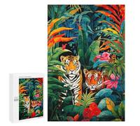 1000 PCS Rompecabezas para Adultos Jungle Royalty Two Tigers Rompecabezas para Adultos Juegos Familiares Regalos para Mujeres Interacción Entre Padres E Hijos 1000 PCS