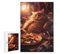 1000 PCS Rompecabezas para Adultos Lazy Fat Cat Food Snacks Rompecabezas para Adultos Juegos Divertidos Alivia El Estrés Desafiante De Completar 1000 PCS