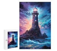 1000 PCS Rompecabezas para Adultos Lighthouse at Night Rompecabezas para Adultos Juguete Decoración De Pared Mejora Los Recuerdos Regalos para Amigos Y Familiares 1000 PCS