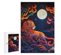 1000 PCS Rompecabezas para Adultos Lion Moon Neon Night Rompecabezas para Adultos Juegos Divertidos Vacaciones En Casa Matar El Tiempo Regalos De Cumpleaños Y Únicos 1000 PCS