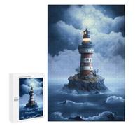 1000 PCS Rompecabezas para Adultos Lonely Lighthouse in Stormy Seas Rompecabezas para Adultos Juego De Ingenio Pero Divertidos Y Regalos Humorísticos para Amigos Y Familiares 1000 PCS