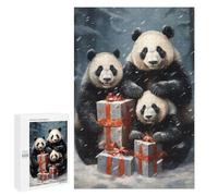 1000 PCS Rompecabezas para Adultos Merry Xmas Panda Family Rompecabezas para Adultos Juego De Ingenio Pero Divertidos Y Regalos Humorísticos para Amigos Y Familiares 1000 PCS