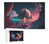 1000 PCS Rompecabezas para Adultos Mystical Alien Landscape with Glowing Moon Rompecabezas para Adultos Juguetes Antiestrés Decoración del Hogar Cumpleaños Y Navidad 1000 PCS