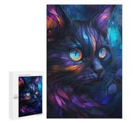 1000 PCS Rompecabezas para Adultos Mystical Stained Glass Cat Rompecabezas para Adultos Juegos Relajantes Corte De Precisión Cumpleaños Y Navidad 1000 PCS