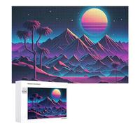 1000 PCS Rompecabezas para Adultos Neon Desert Night Landscape Rompecabezas para Adultos Juegos De Relajación Regalo De Cumpleaños Cumpleaños Y Navidad 1000 PCS