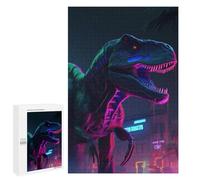 1000 PCS Rompecabezas para Adultos Neon Dinosaur Cityscape Rompecabezas para Adultos Juguetes Antiestrés Una Obra De Arte Difícil Y Desafiante 1000 PCS
