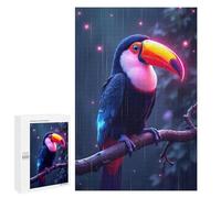 1000 PCS Rompecabezas para Adultos Neon Glowing Toucan in The Rain Rompecabezas para Adultos Juegos Familiares Regalos para Mujeres Interacción Entre Padres E Hijos 1000 PCS