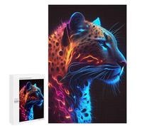 1000 PCS Rompecabezas para Adultos Neon Leopard Portrait Rompecabezas para Adultos Juegos Divertidos Alivia El Estrés Desafiante De Completar 1000 PCS