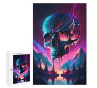 1000 PCS Rompecabezas para Adultos Neon Skull Reflections Rompecabezas para Adultos Juego De Ingenio Pero Divertidos Y Regalos Humorísticos para Amigos Y Familiares 1000 PCS