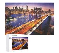 1000 PCS Rompecabezas para Adultos New York City Skyline with Manhattan Bridge at Sunset Rompecabezas Juguetes Antiestrés Regalos para Mujeres Difíciles Y Desafiantes 1000 PCS