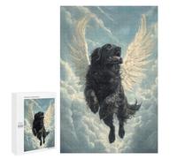 1000 PCS Rompecabezas para Adultos Newfoundland Dog with Angel Wings Gentle Giant Memorial Print Black Dog with Wings Rompecabezas para Adultos Juegos De Relajación Regalos para Mujeres Regalos De C