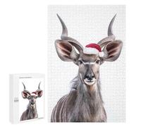 1000 PCS Rompecabezas para Adultos Nyala with Santa Hat Rompecabezas para Adultos Juego De Ingenio Pero Divertidos Y Regalos Humorísticos para Amigos Y Familiares 1000 PCS