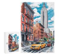 1000 PCS Rompecabezas para Adultos NYC Street Scene with Empire State Building Rompecabezas para Adultos Juguete Decoración De Pared Arte De Pared Desafiante De Completar 1000 PCS
