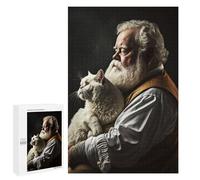 1000 PCS Rompecabezas para Adultos Old Man with His Cat Rompecabezas para Adultos Juguete Decoración De Pared Mejora Los Recuerdos Regalos para Amigos Y Familiares 1000 PCS