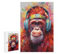 1000 PCS Rompecabezas para Adultos Orangutan with Headphones Juego Familiar De Rompecabezas Análisis Y Lógica Interacción Entre Padres E Hijos 1000 PCS