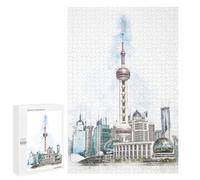 1000 PCS Rompecabezas para Adultos Oriental Pearl Tower Shanghai China Rompecabezas para Adultos Juego De Ingenio Pero Divertidos Y Regalos Humorísticos para Amigos Y Familiares 1000 PCS