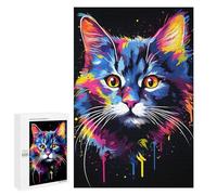 1000 PCS Rompecabezas para Adultos Painting of A Colorful Cat Rompecabezas para Adultos Juguetes Antiestrés Una Obra De Arte Difícil Y Desafiante 1000 PCS