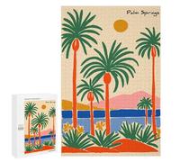 1000 PCS Rompecabezas para Adultos Palm Springs Illustration with Palm Trees Rompecabezas para Adolescentes Regalo De Cumpleaños Ayuda A Ejercitar El Cerebro Juego Desafiante Regalos 1000 PCS