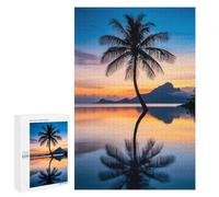 1000 PCS Rompecabezas para Adultos Palm Tree Sunset Reflection Rompecabezas para Adultos Juguete Decoración De Pared Mejora Los Recuerdos Regalos para Amigos Y Familiares 1000 PCS