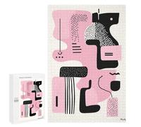 1000 PCS Rompecabezas para Adultos Pink Abstract Minimalist Art - Modern Geometric Design Rompecabezas para Adultos Juguetes De Bricolaje Decoración del Hogar Difíciles Y Desafiantes 1000 PCS