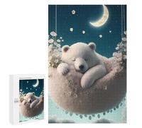 1000 PCS Rompecabezas para Adultos Polar Bear Dreams in Moonlit Sky Rompecabezas para Adultos Juegos De Relajación Regalo De Cumpleaños Cumpleaños Y Navidad 1000 PCS