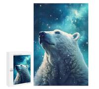 1000 PCS Rompecabezas para Adultos Polar Bear in Starry Sky Rompecabezas para Adultos Juguetes Antiestrés Una Obra De Arte Difícil Y Desafiante 1000 PCS