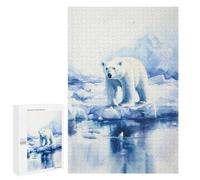 1000 PCS Rompecabezas para Adultos Polar Bear on Ice Rompecabezas para Adultos Juguete Decoración De Pared Mejora Los Recuerdos Regalos para Amigos Y Familiares 1000 PCS