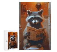 1000 PCS Rompecabezas para Adultos Raccoon Reading Newspaper Toilet Funny Rompecabezas para Adultos Juegos De Relajación Regalos para Mujeres Regalos De Cumpleaños 1000 PCS