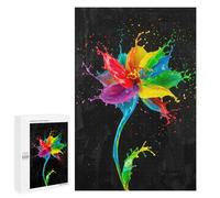 1000 PCS Rompecabezas para Adultos Rainbow Paint Flower on Black Background Rompecabezas para Adultos Juegos Divertidos Vacaciones En Casa Matar El Tiempo Regalos De Cumpleaños Y Únicos 1000 PCS