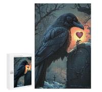 1000 PCS Rompecabezas para Adultos Raven Holding Heart on Tombstone Rompecabezas para Adultos Juguetes De Bricolaje Corte De Precisión Cumpleaños Y Navidad 1000 PCS