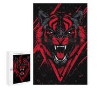 1000 PCS Rompecabezas para Adultos Red and Black Tiger Illustration Rompecabezas para Adultos Juguete Decoración De Pared Arte De Pared Desafiante De Completar 1000 PCS